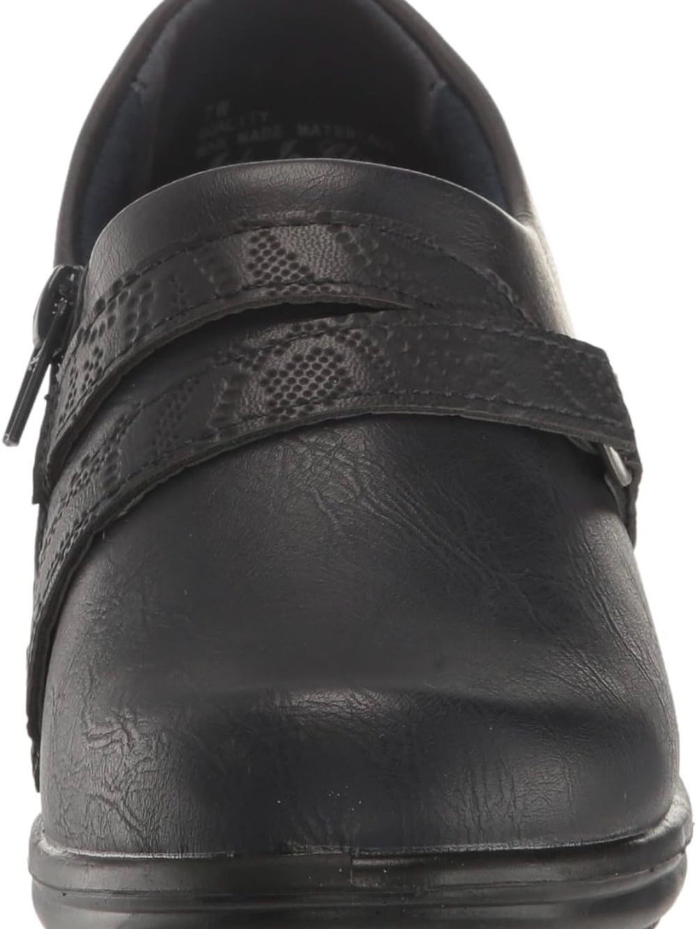 easy street Comfort Wave Black Slip-On Mule with Double Textured Straps/Zipper